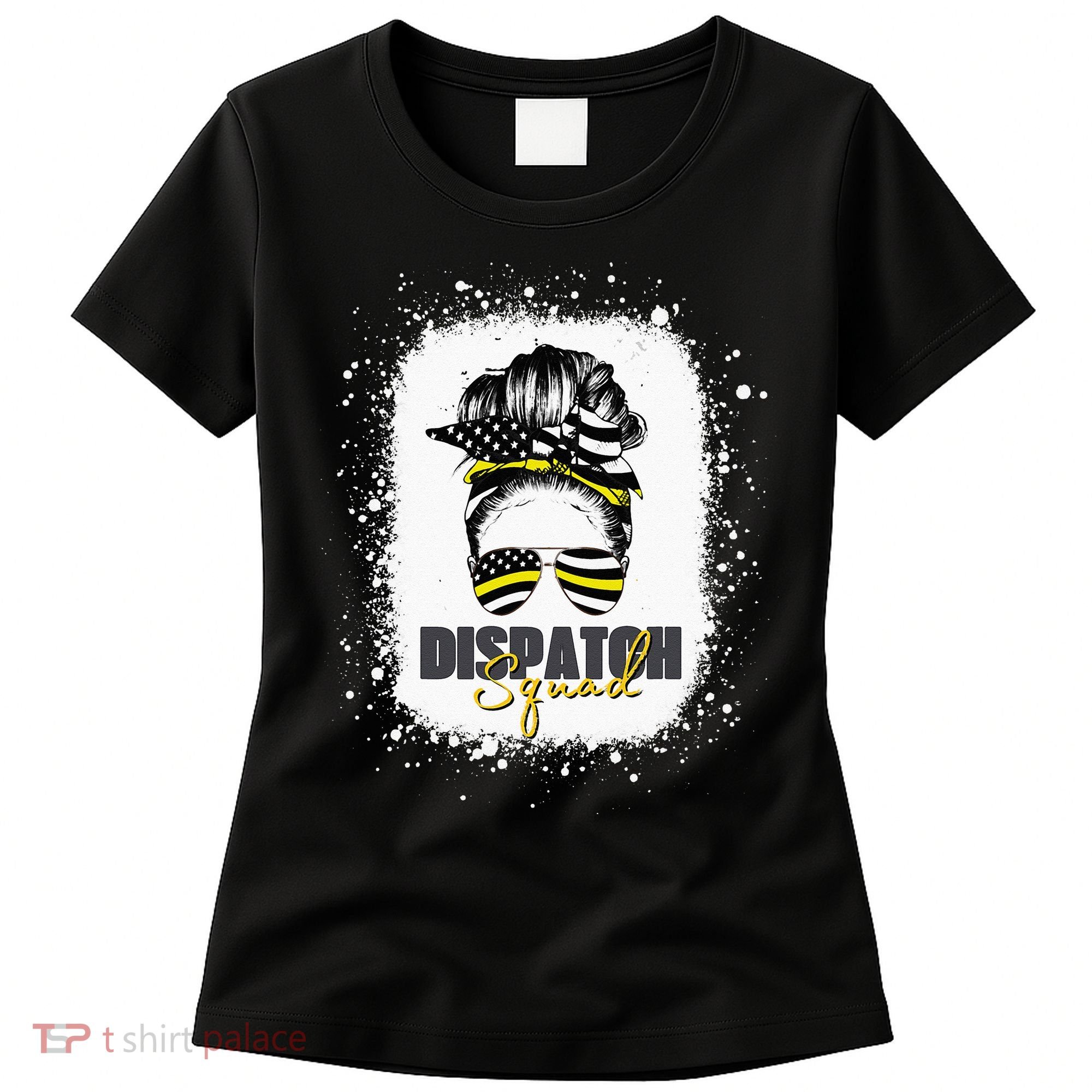 Dispatcher 911 Women Messy Bun American Flag Dispatch Squad Women's T-Shirt