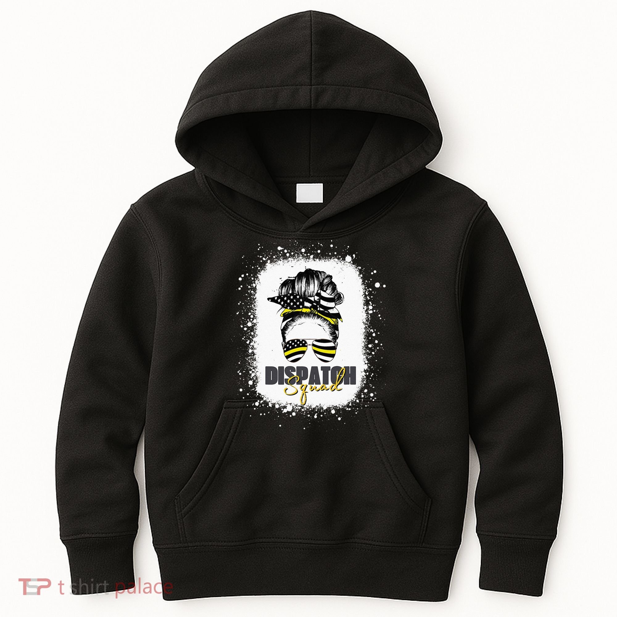 Dispatcher 911 Women Messy Bun American Flag Dispatch Squad Kids Hoodie