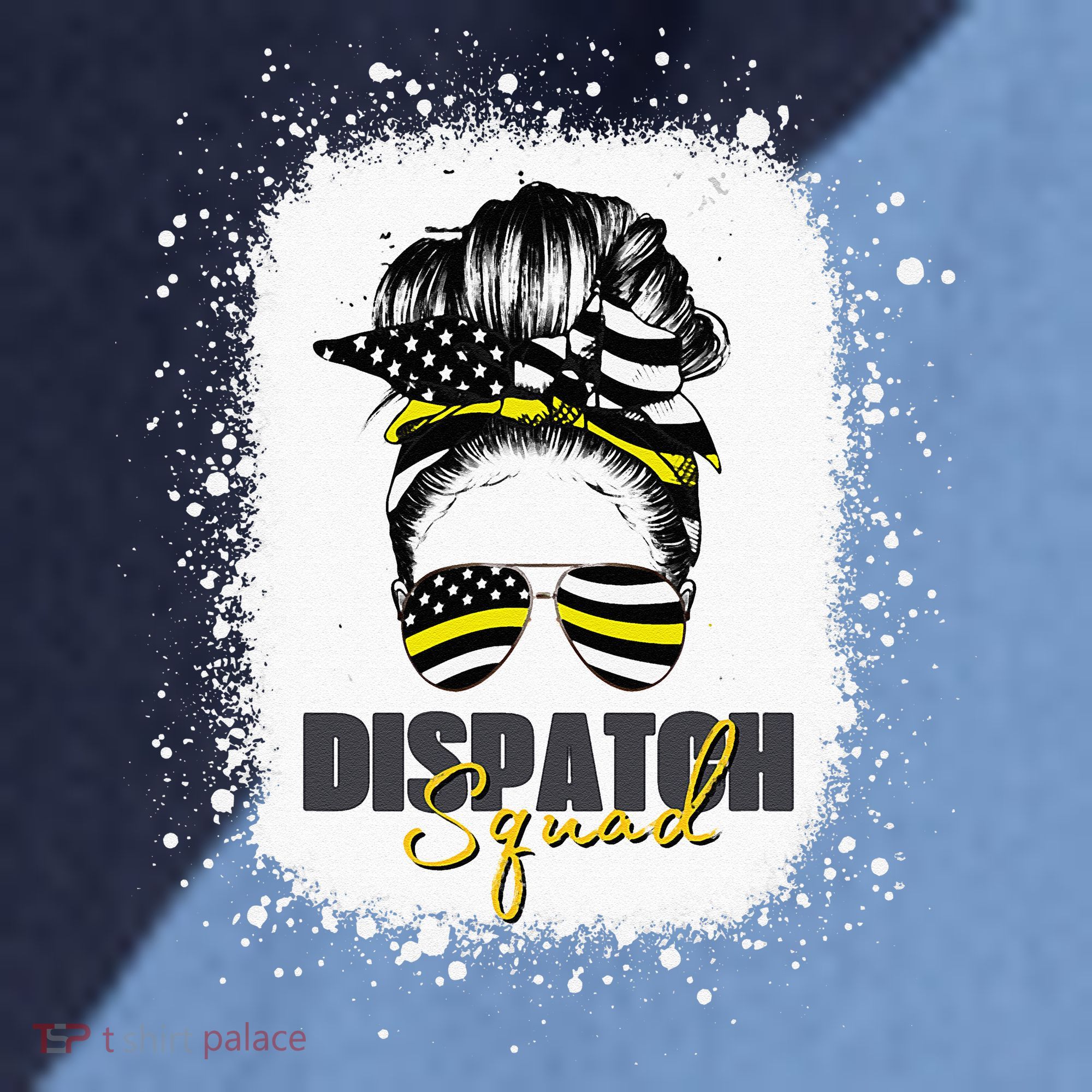 Dispatcher 911 Women Messy Bun American Flag Dispatch Squad Raglan Baseball Sleeve Shirt