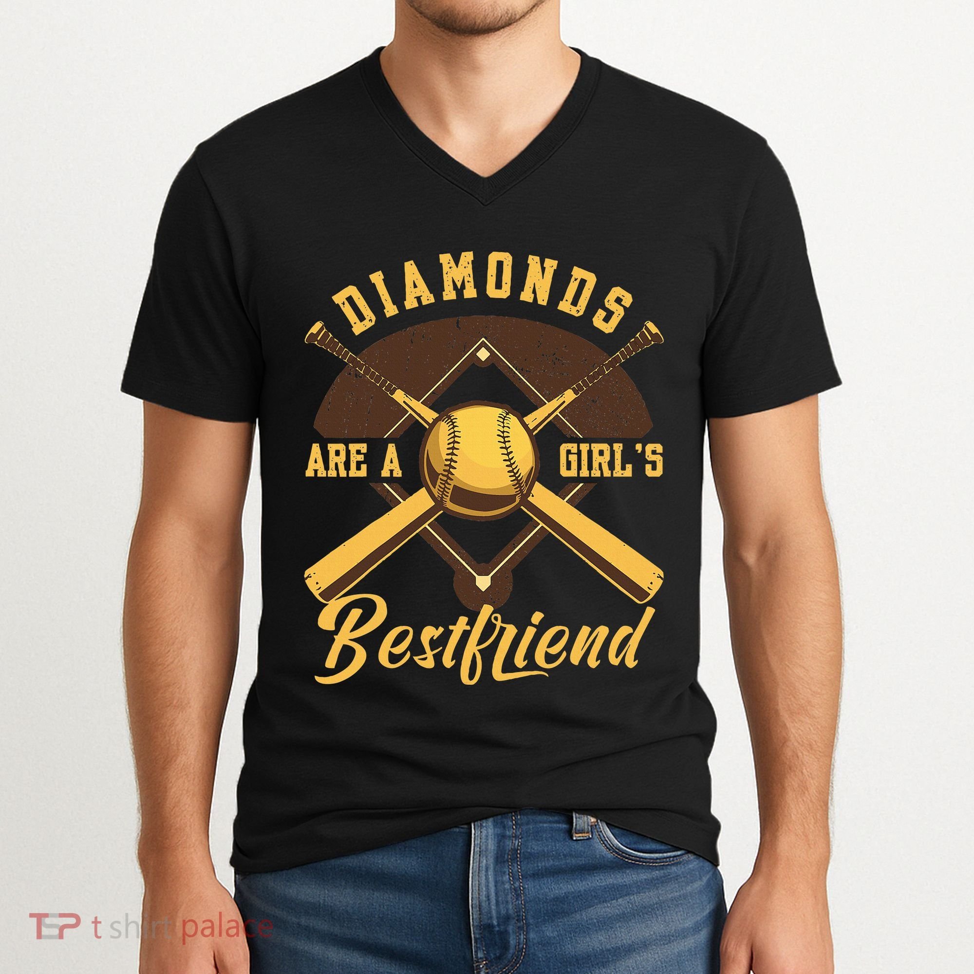 Diamonds Are A Girl Best Friend Friendship Bestfriend V-Neck T-Shirt