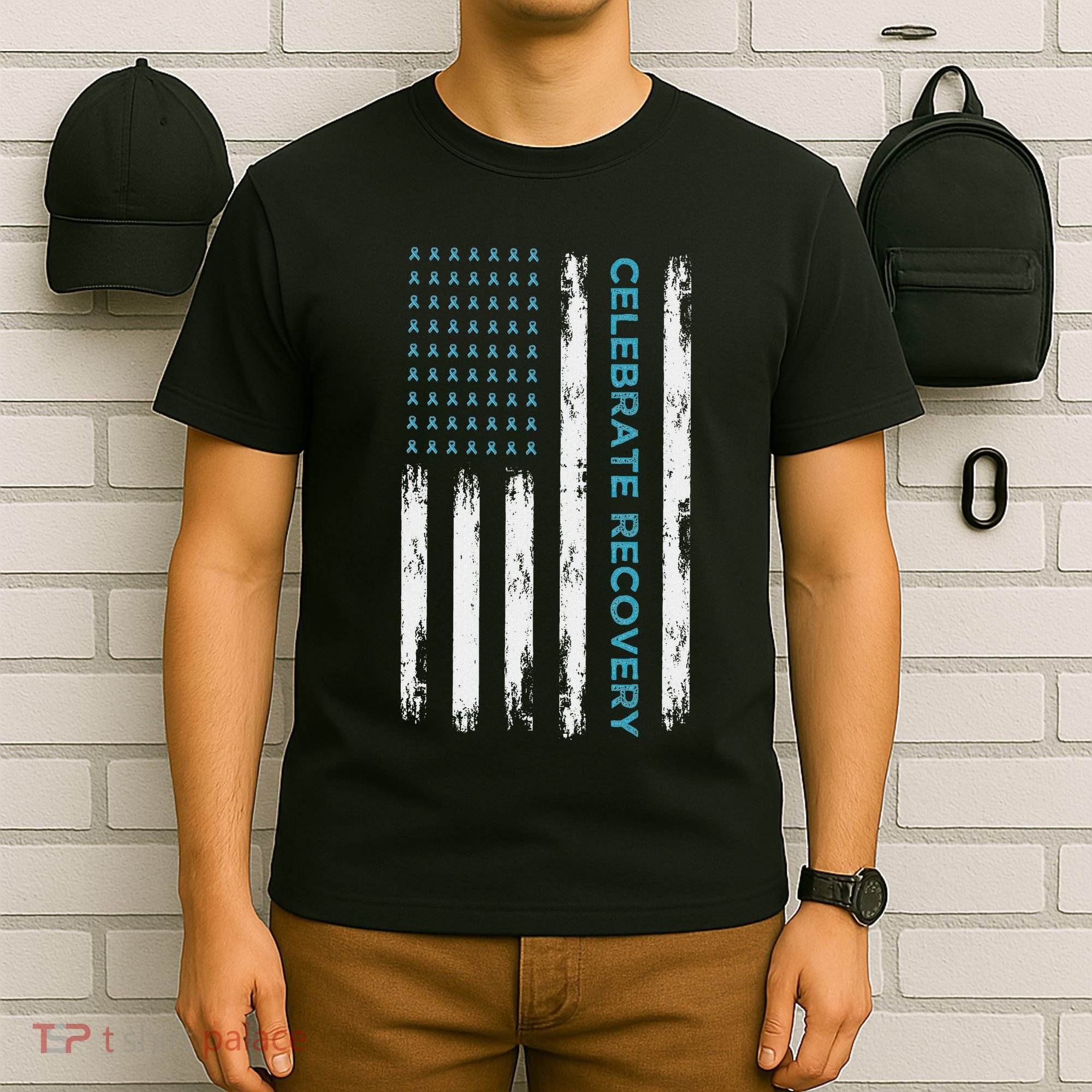 Drug Alcohol Addiction Recovery Celebrate Recovery Usa Flag T-Shirt