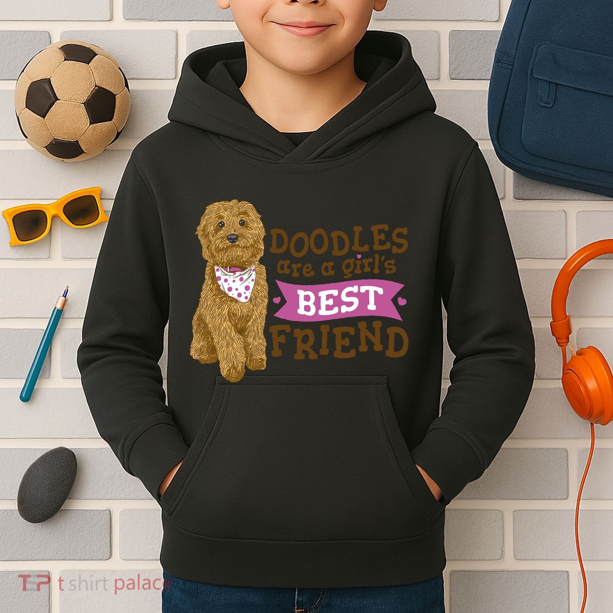 Doodles Are A Girls Best Friend Kids Hoodie