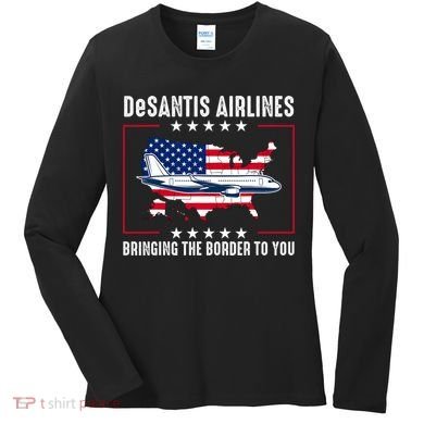 DeSantis Airlines American US Flag Women's Long Sleeve Shirt