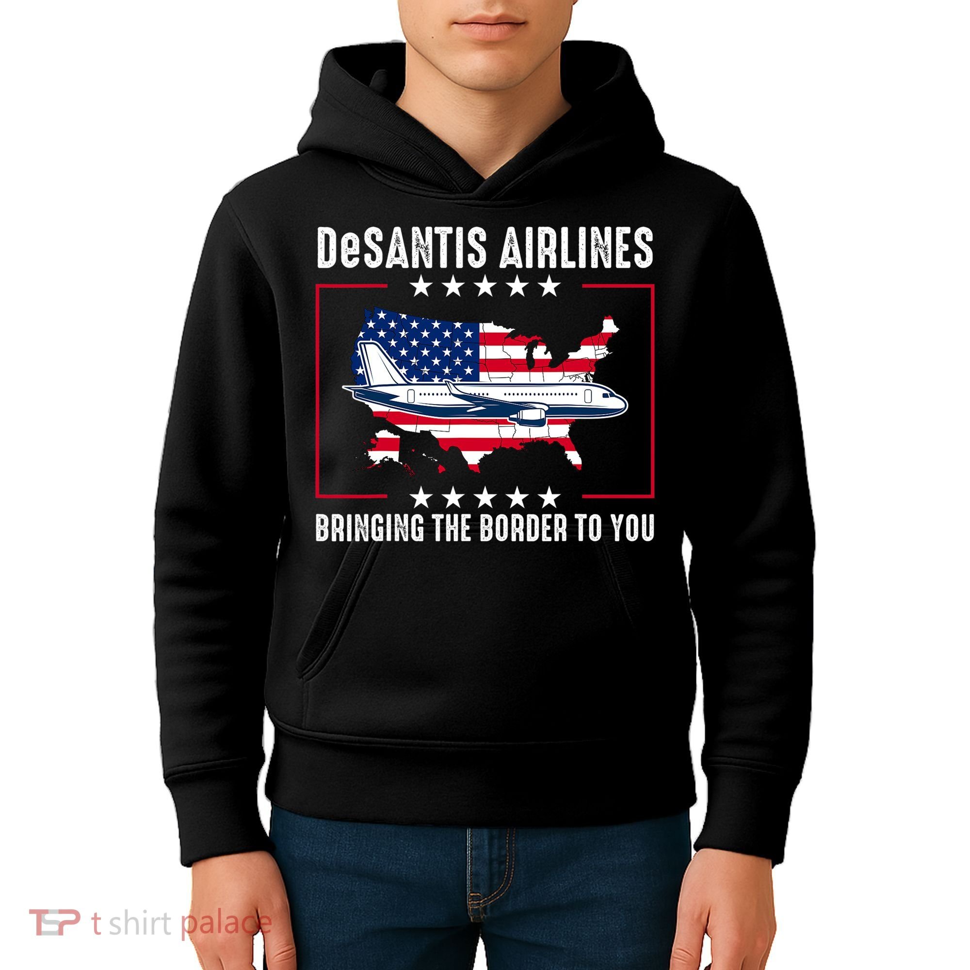 DeSantis Airlines American US Flag Kids Hoodie