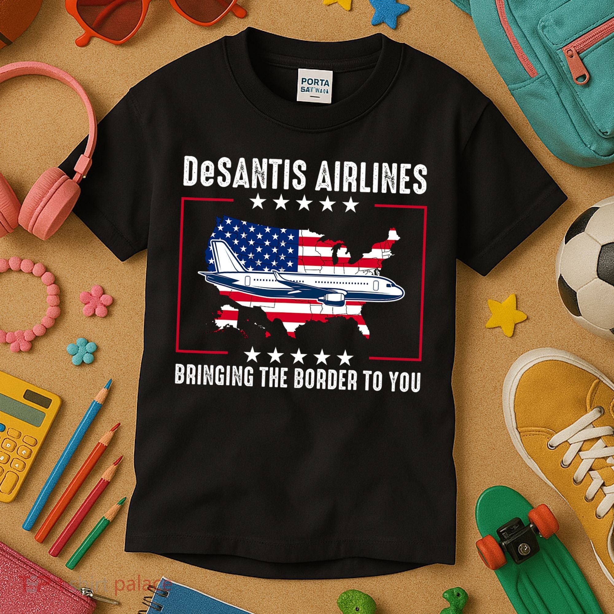 DeSantis Airlines American US Flag Kids T-Shirt