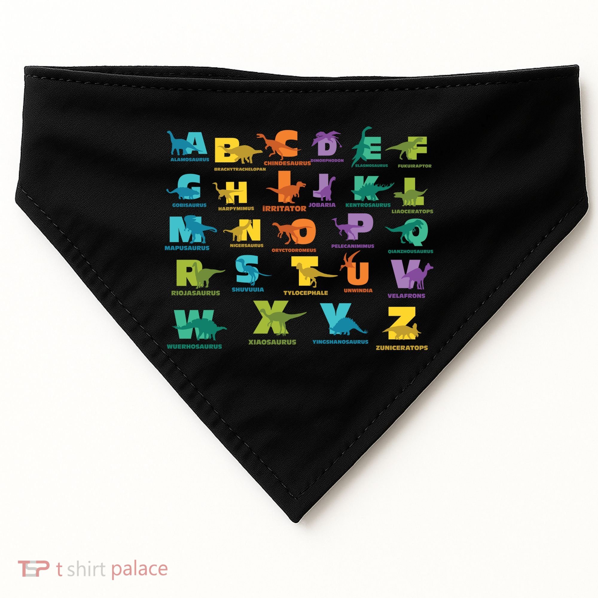 Dinosaurs Alphabet ABC Dino Identification USA-Made Doggie Bandana