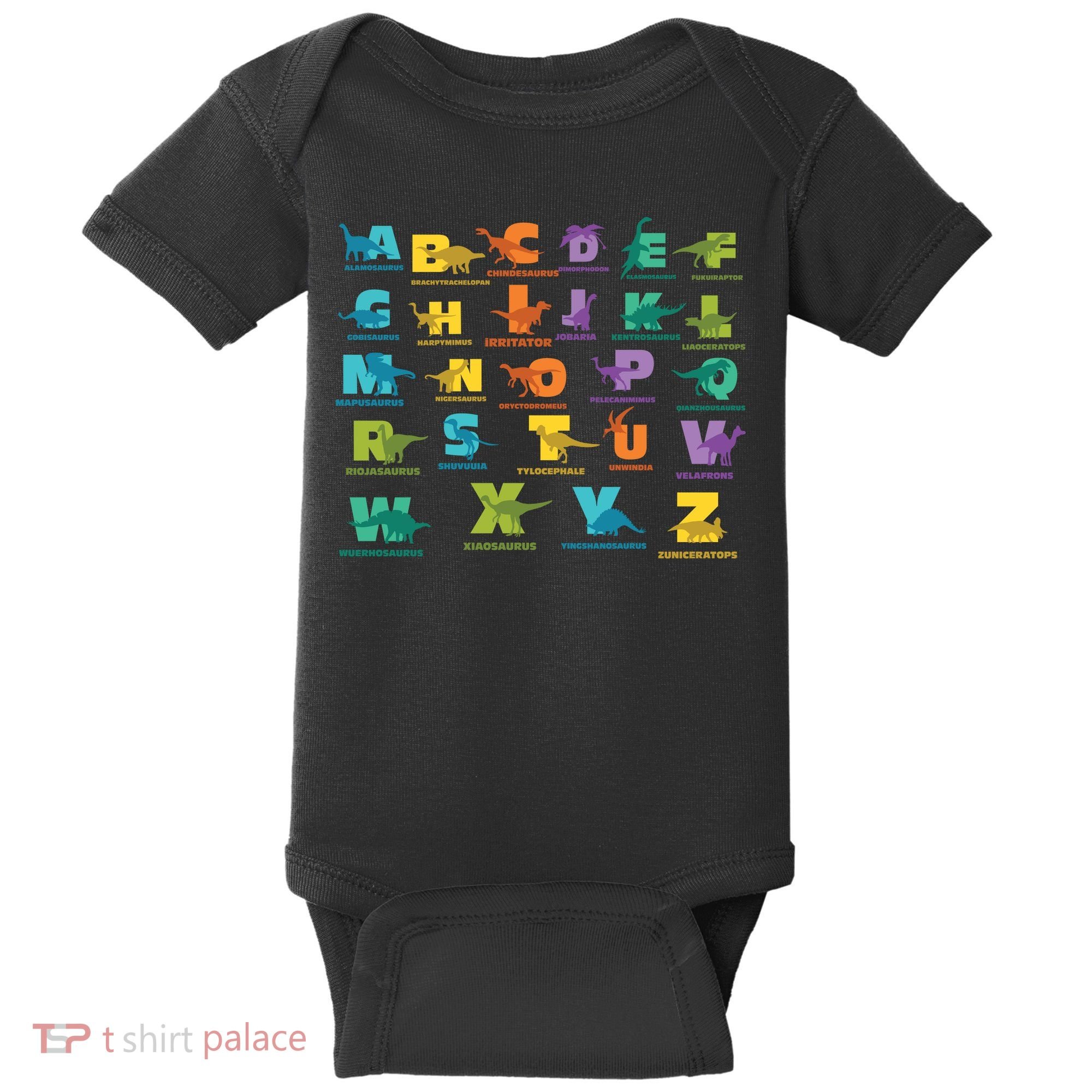 Dinosaurs Alphabet ABC Dino Identification Baby Bodysuit