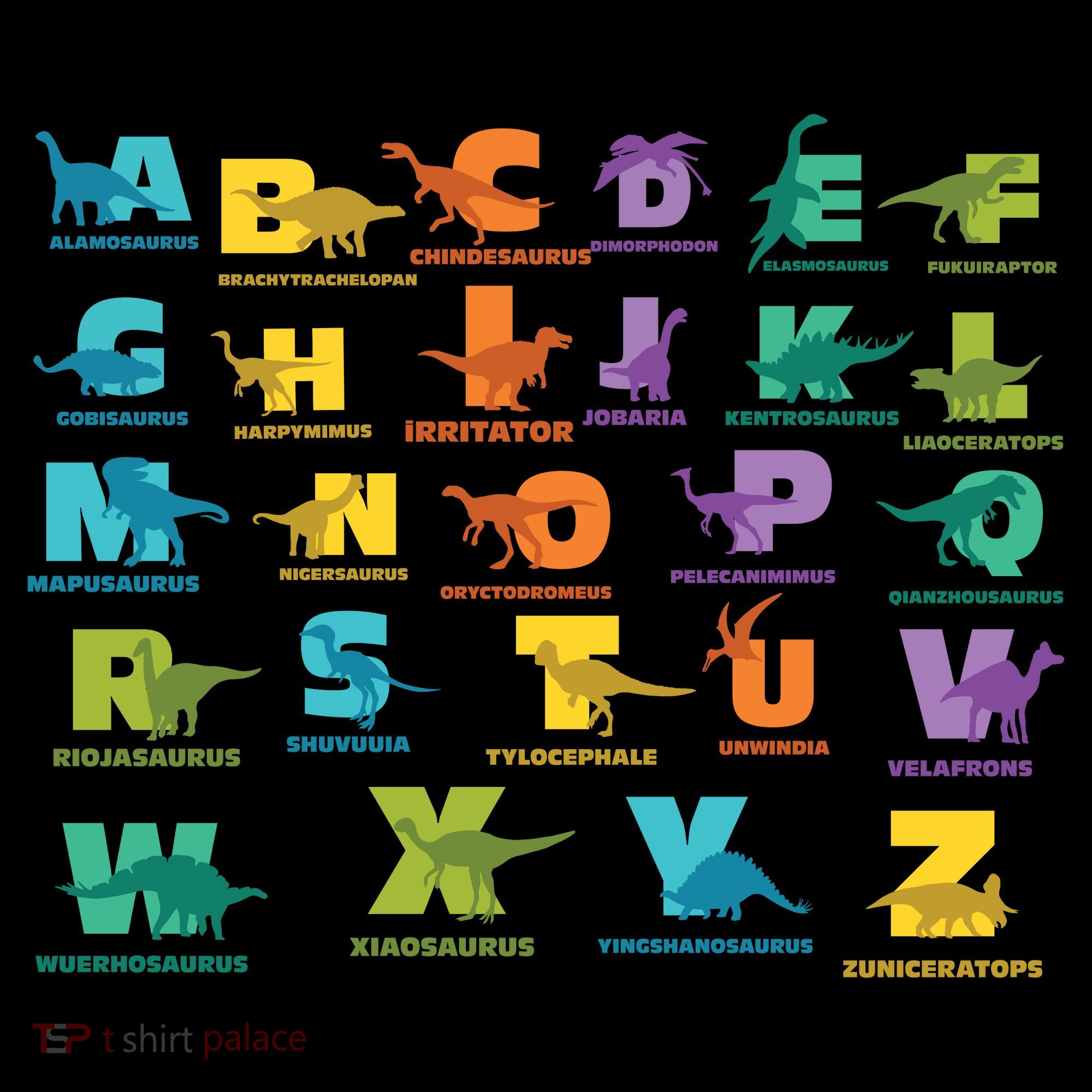Dinosaurs Alphabet ABC Dino Identification Tank Top