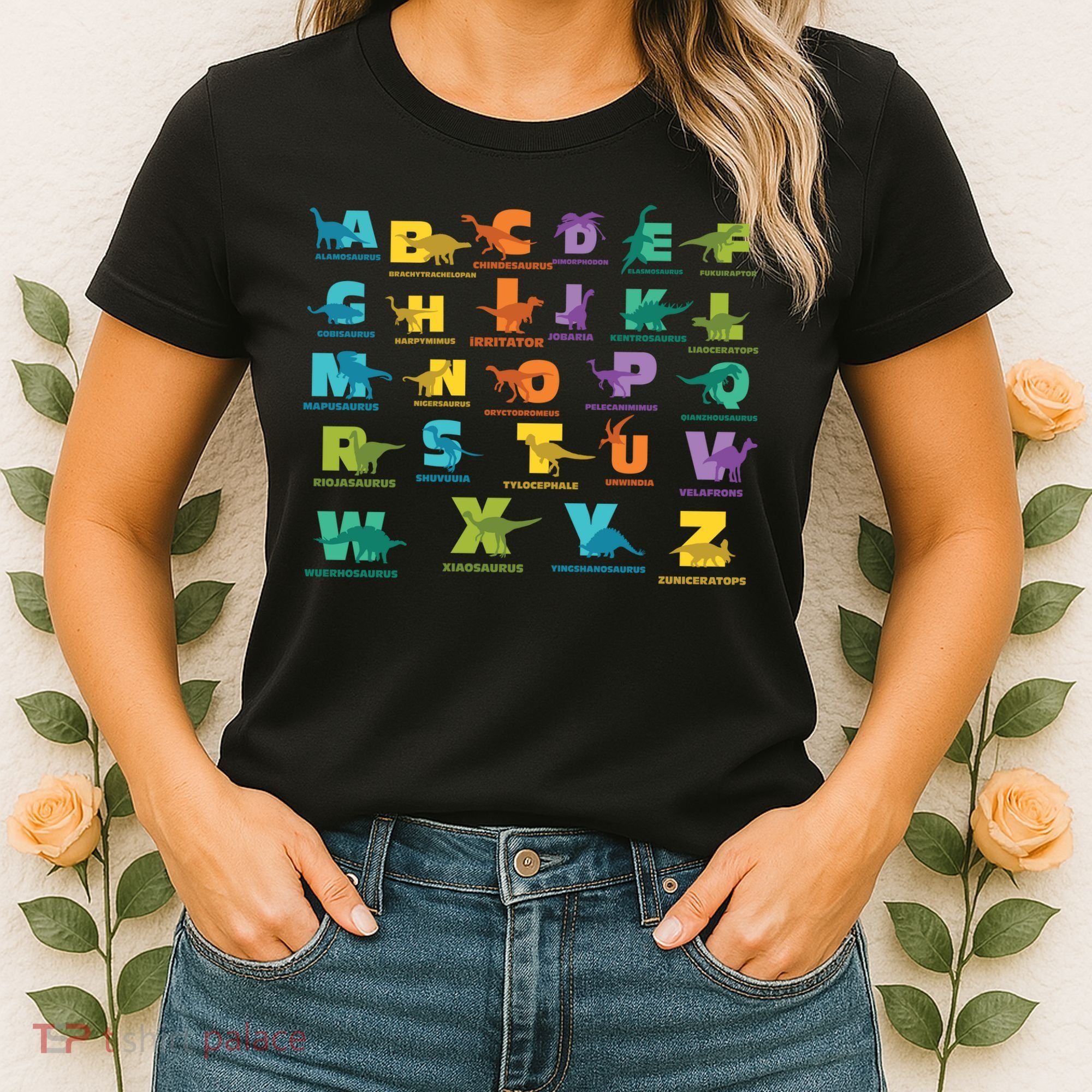 Dinosaurs Alphabet ABC Dino Identification Women's T-Shirt
