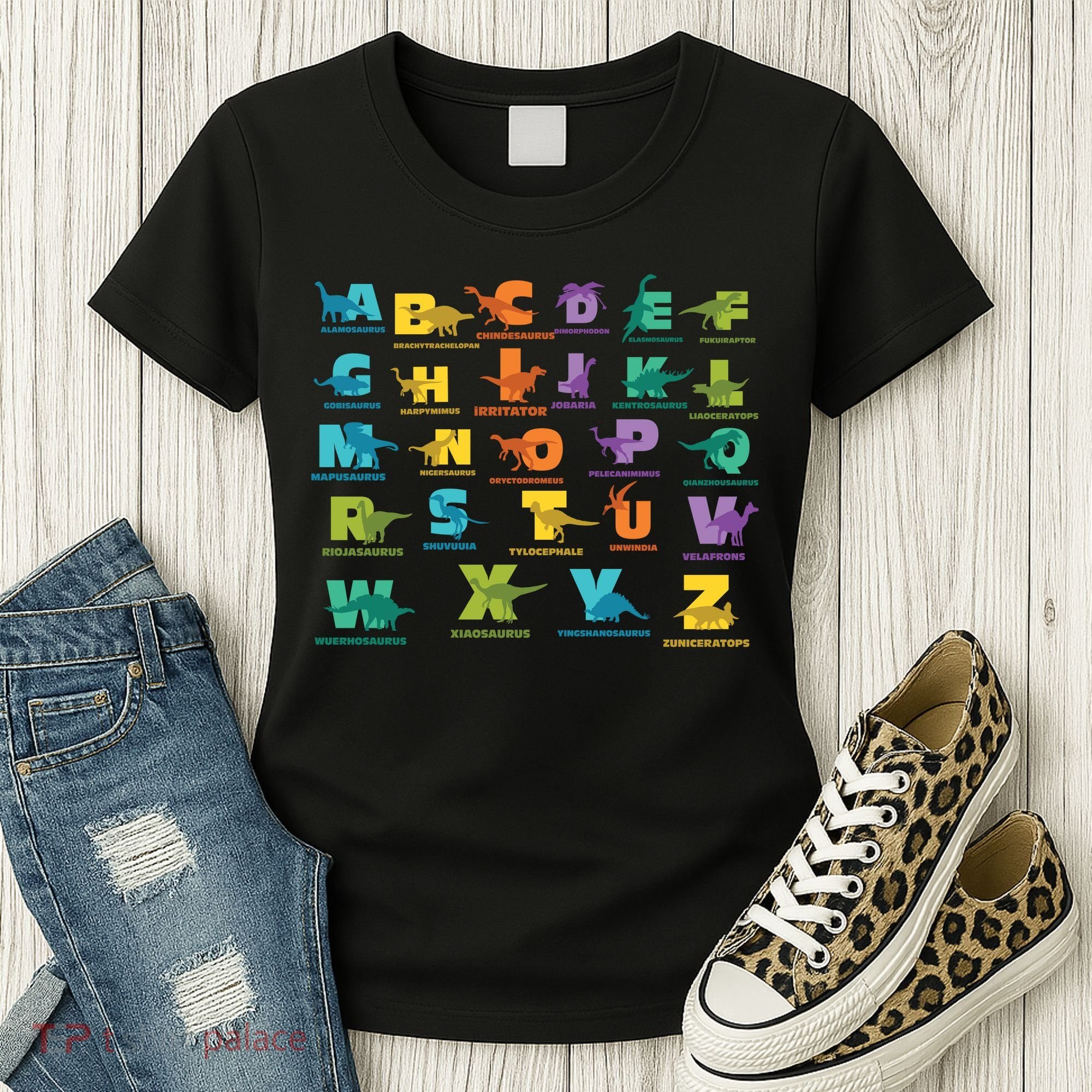 Dinosaurs Alphabet ABC Dino Identification Women's T-Shirt
