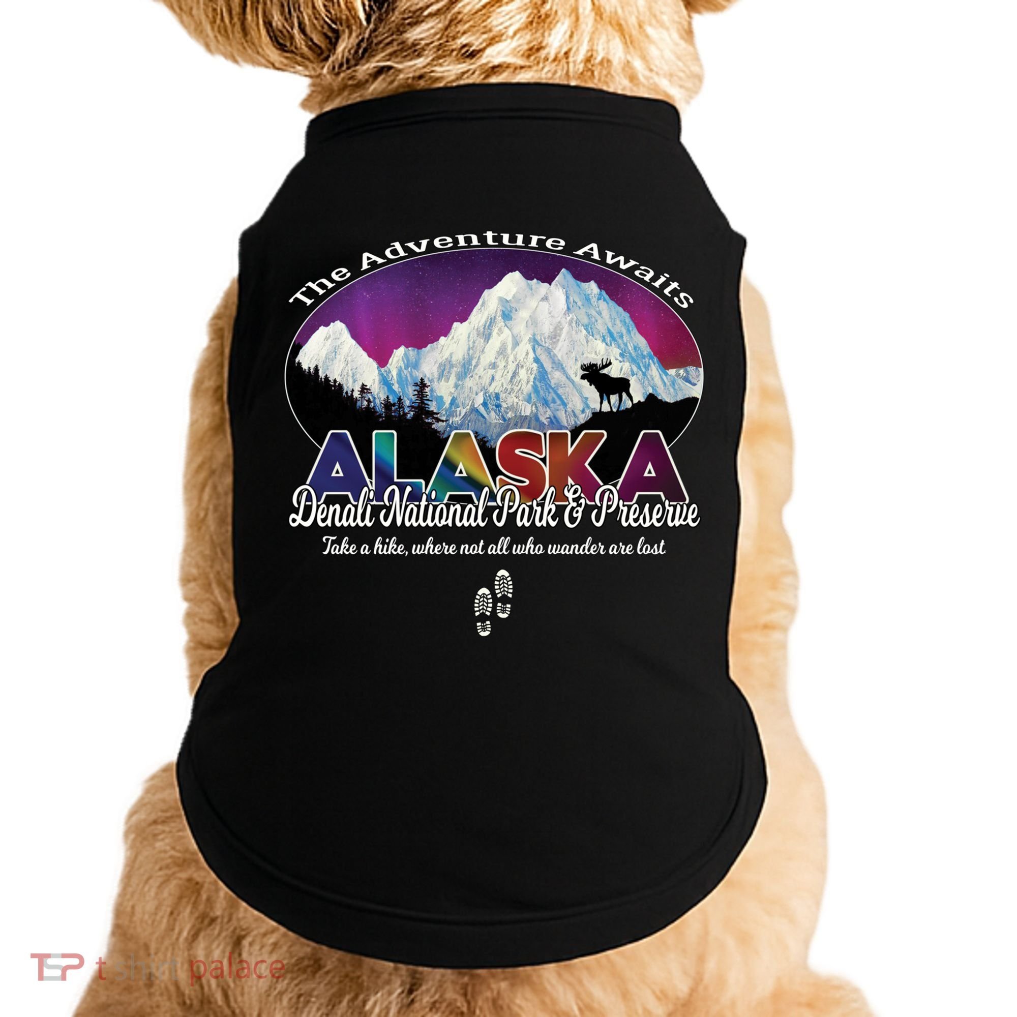 Denali Alaska Aurora Borealis National Park Hiker Souvenir Cute Gift Doggie Tank