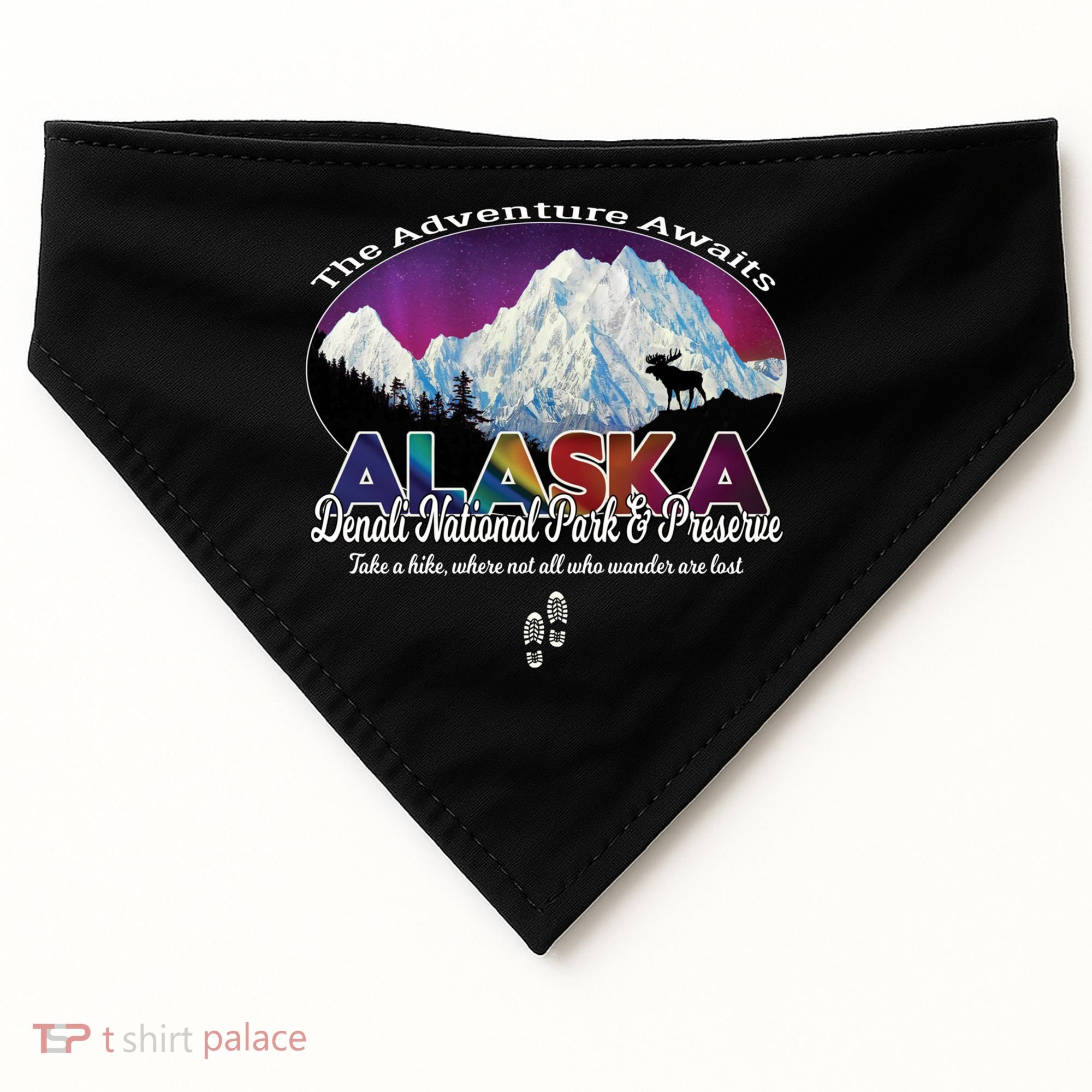 Denali Alaska Aurora Borealis National Park Hiker Souvenir Cute Gift USA-Made Doggie Bandana