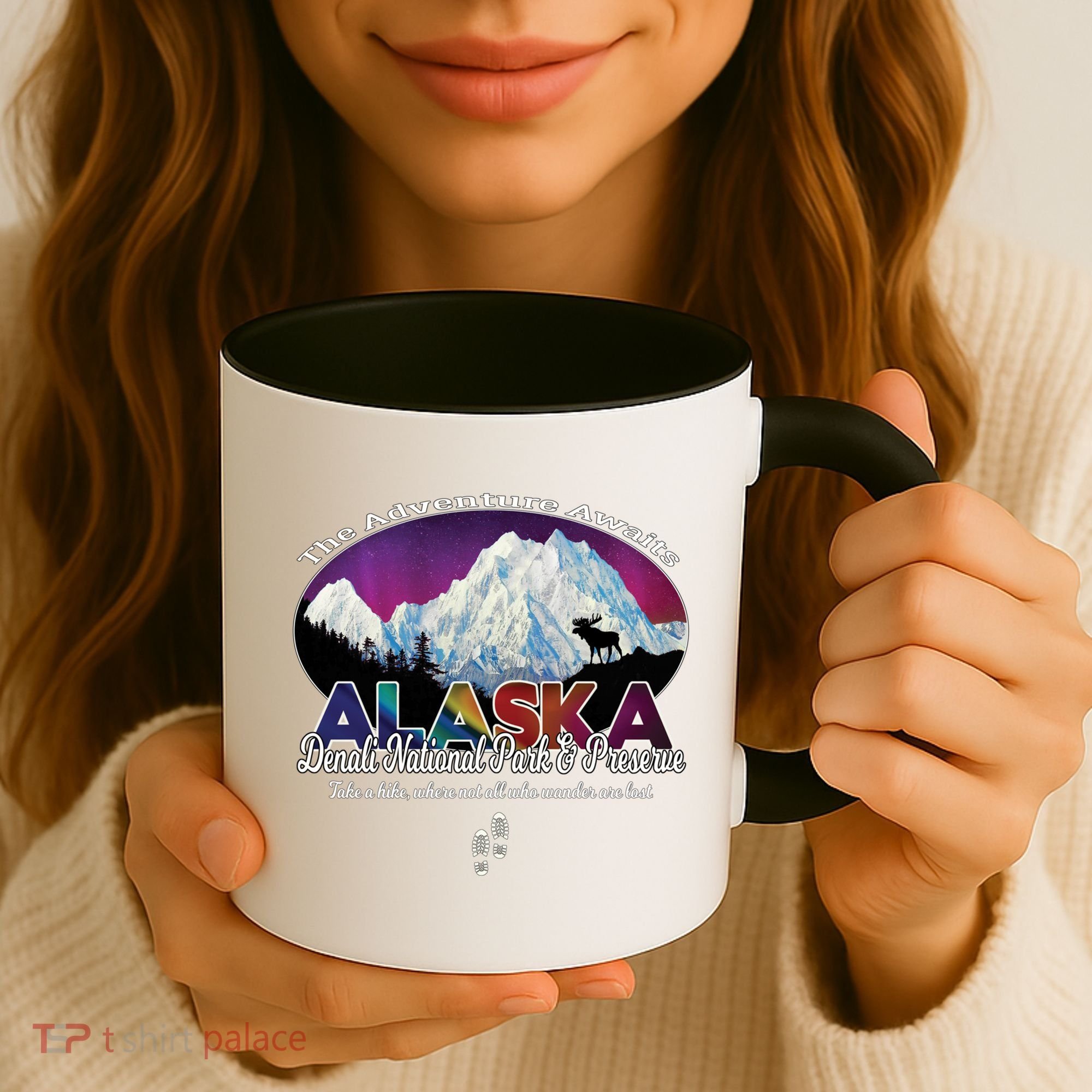 Denali Alaska Aurora Borealis National Park Hiker Souvenir Cute Gift Coffee Mug