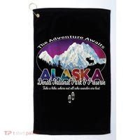 Denali Alaska Aurora Borealis National Park Hiker Souvenir Cute Gift Golf Towel thumb 0