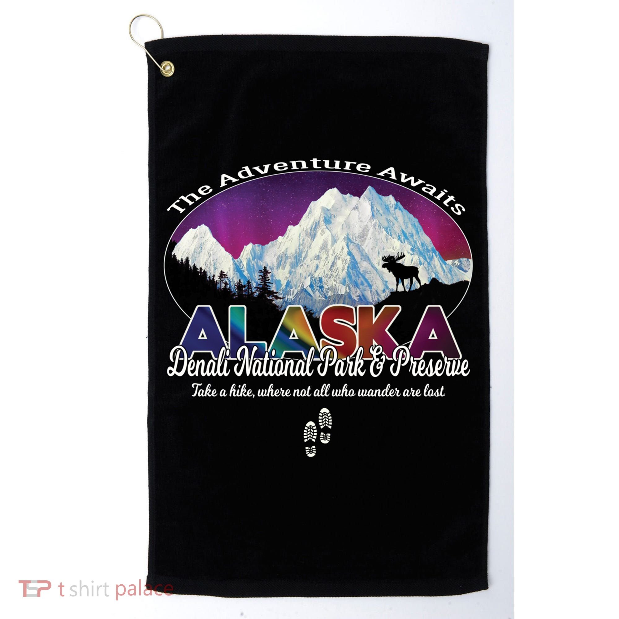 Denali Alaska Aurora Borealis National Park Hiker Souvenir Cute Gift Golf Towel