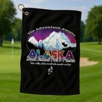 Denali Alaska Aurora Borealis National Park Hiker Souvenir Cute Gift Golf Towel thumb 1