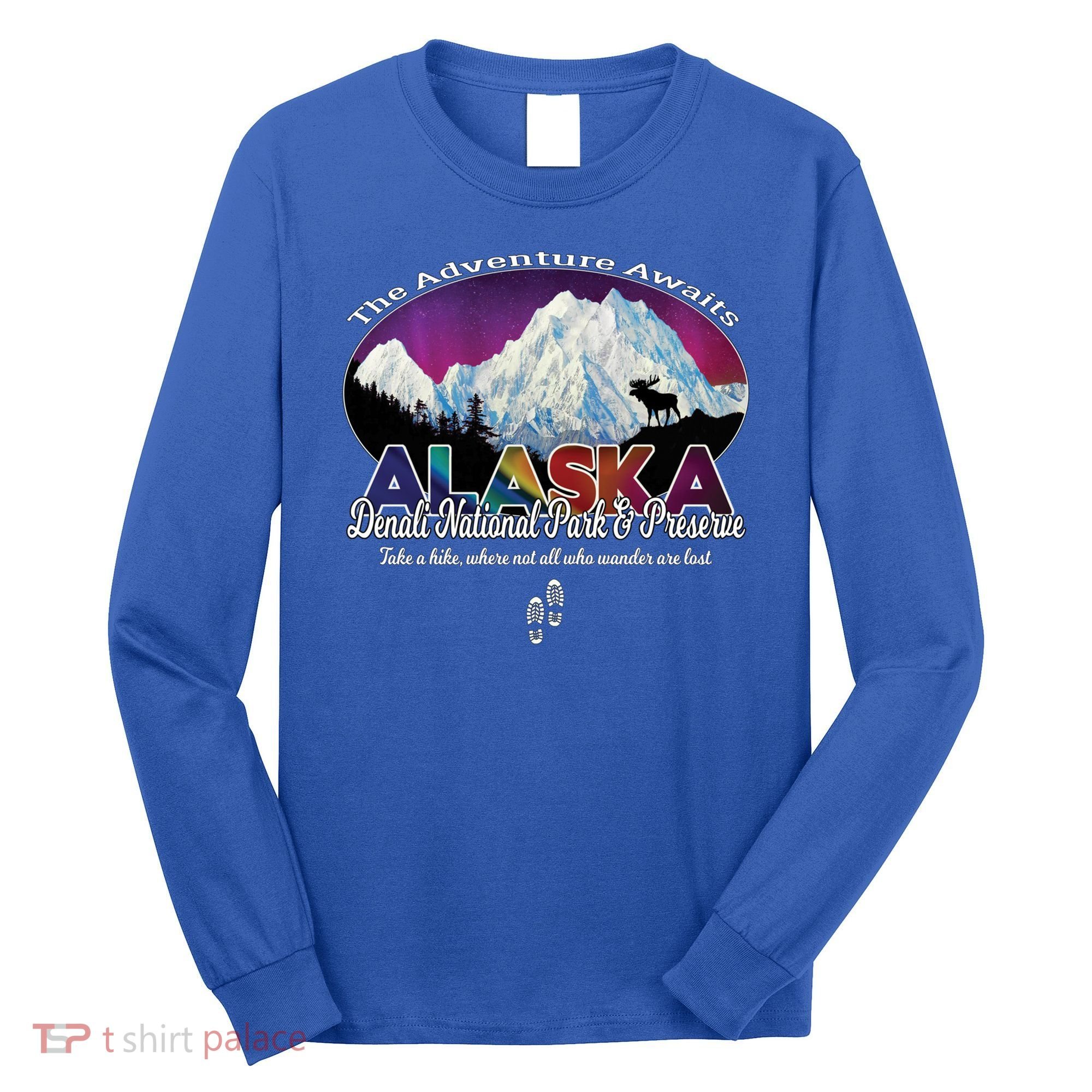Denali Alaska Aurora Borealis National Park Hiker Souvenir Cute Gift Long Sleeve Shirt