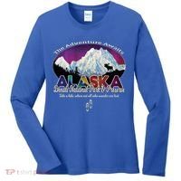 Denali Alaska Aurora Borealis National Park Hiker Souvenir Cute Gift Women's Long Sleeve Shirt thumb 0