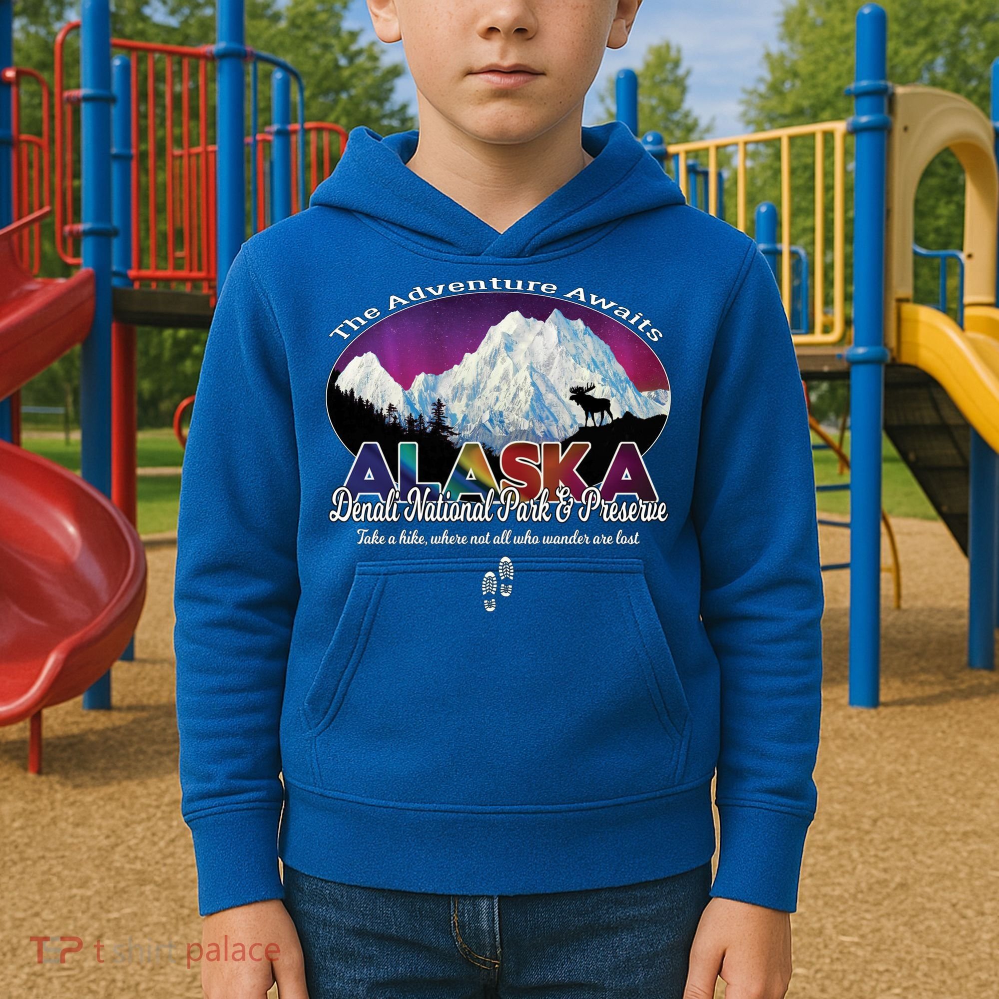 Denali Alaska Aurora Borealis National Park Hiker Souvenir Cute Gift Kids Hoodie