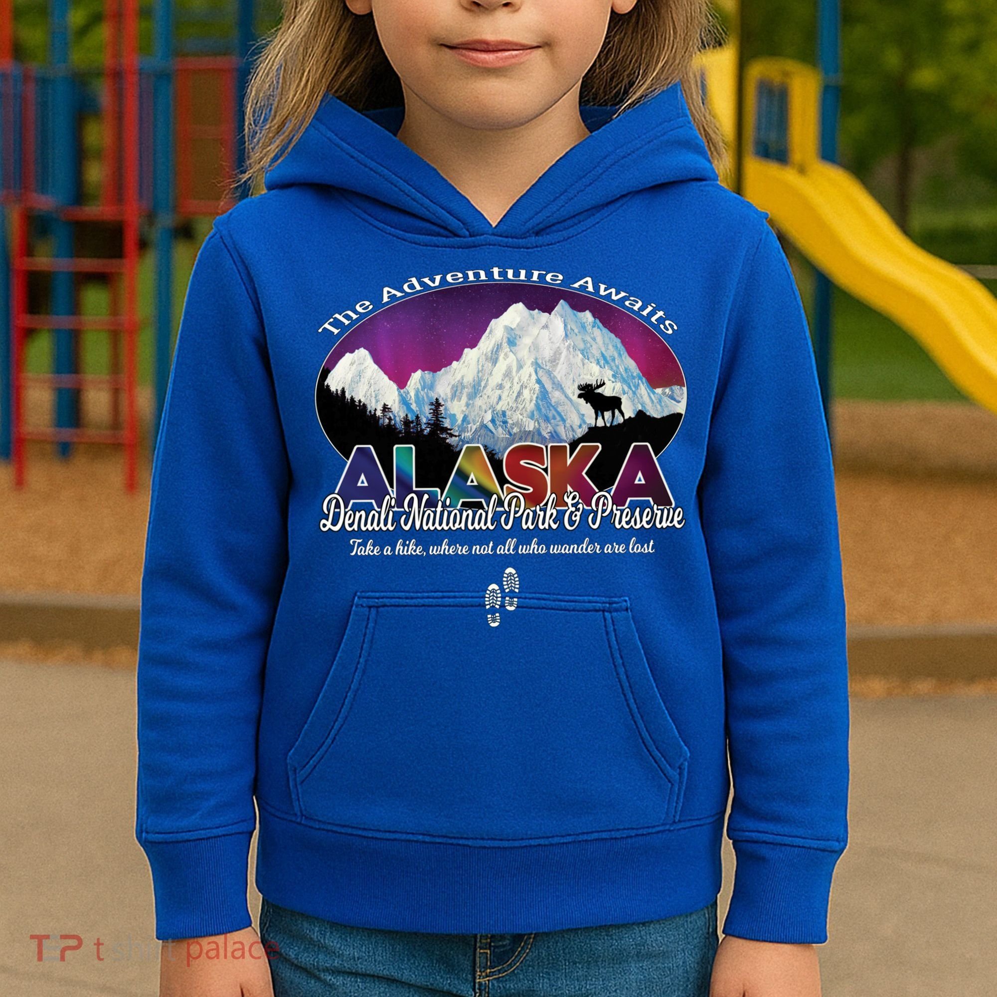 Denali Alaska Aurora Borealis National Park Hiker Souvenir Cute Gift Kids Hoodie