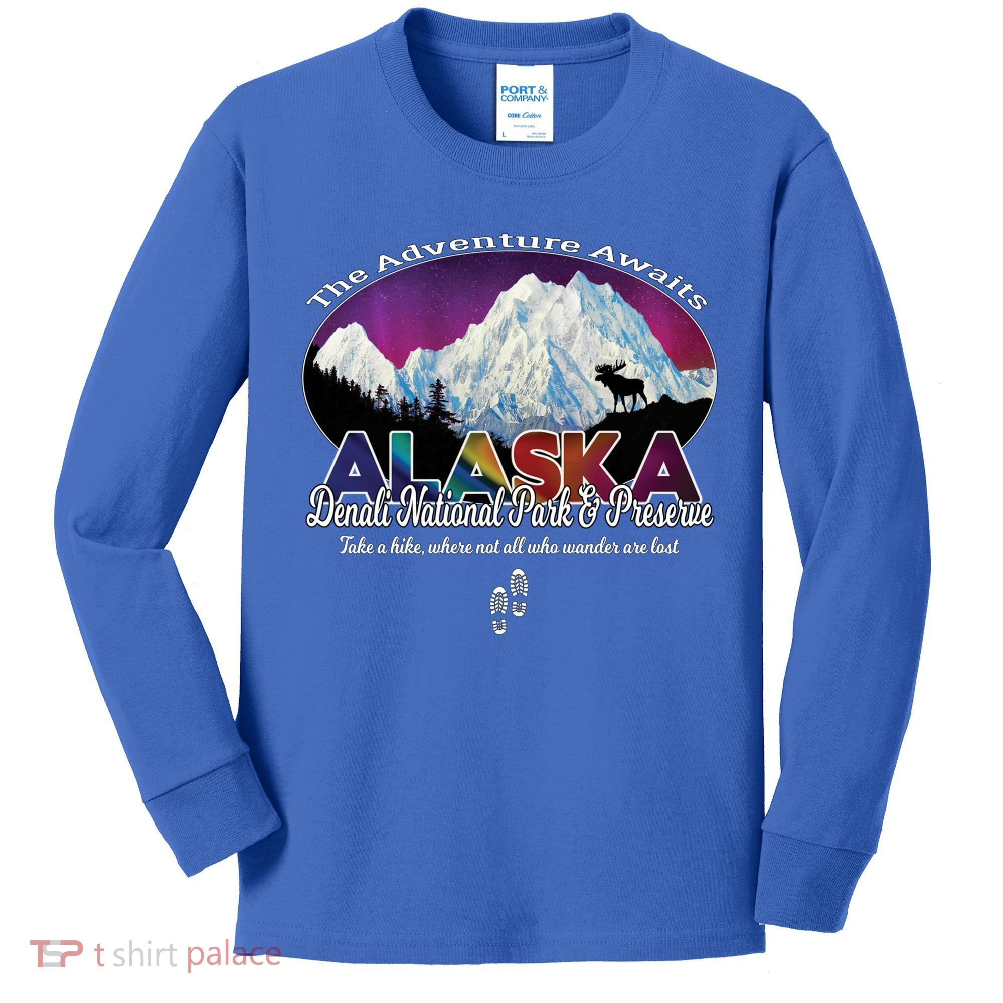 Denali Alaska Aurora Borealis National Park Hiker Souvenir Cute Gift Kids Long Sleeve Shirt