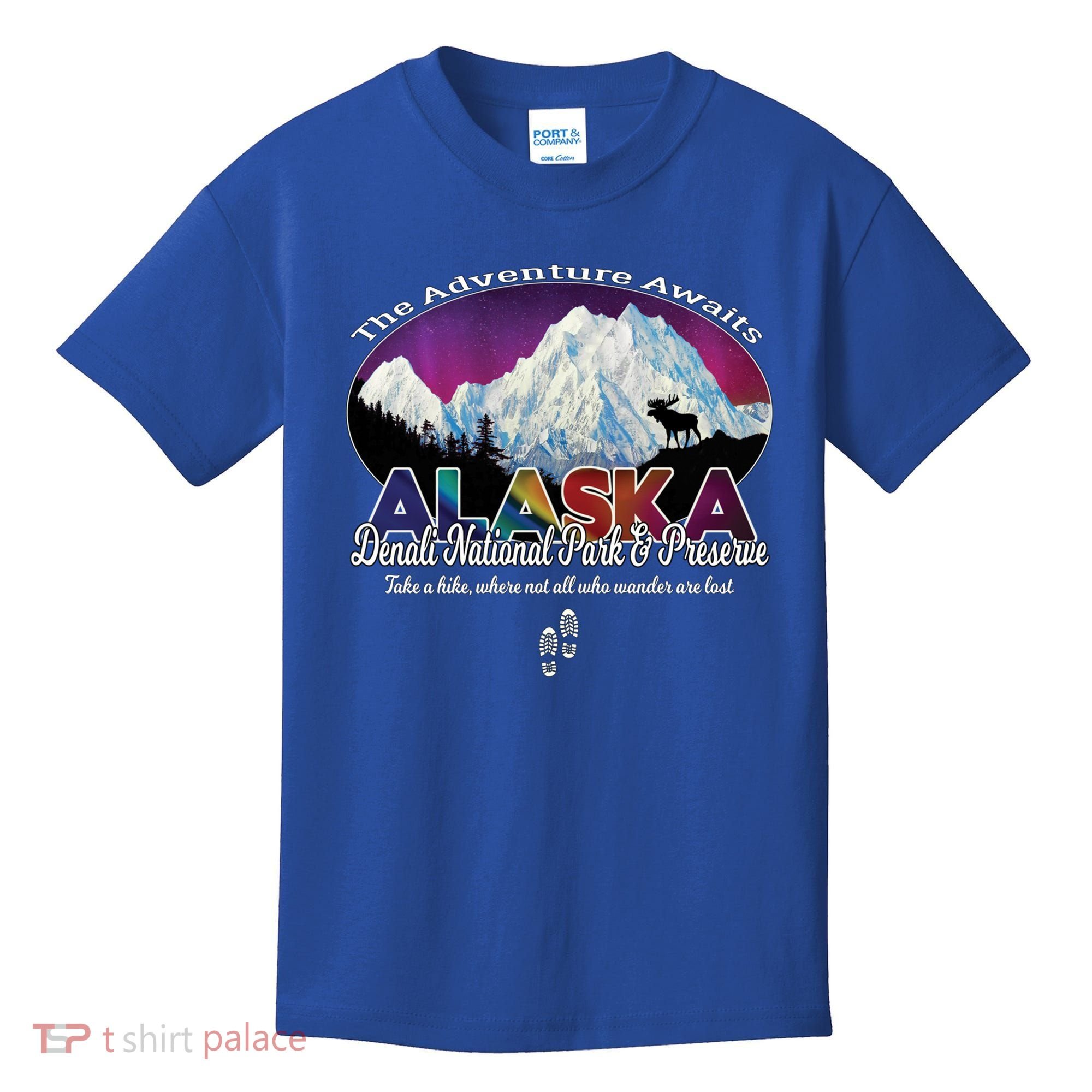 Denali Alaska Aurora Borealis National Park Hiker Souvenir Cute Gift Kids T-Shirt