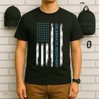 Drug Alcohol Addiction Recovery Celebrate Recovery Usa Flag T-Shirt thumb 6