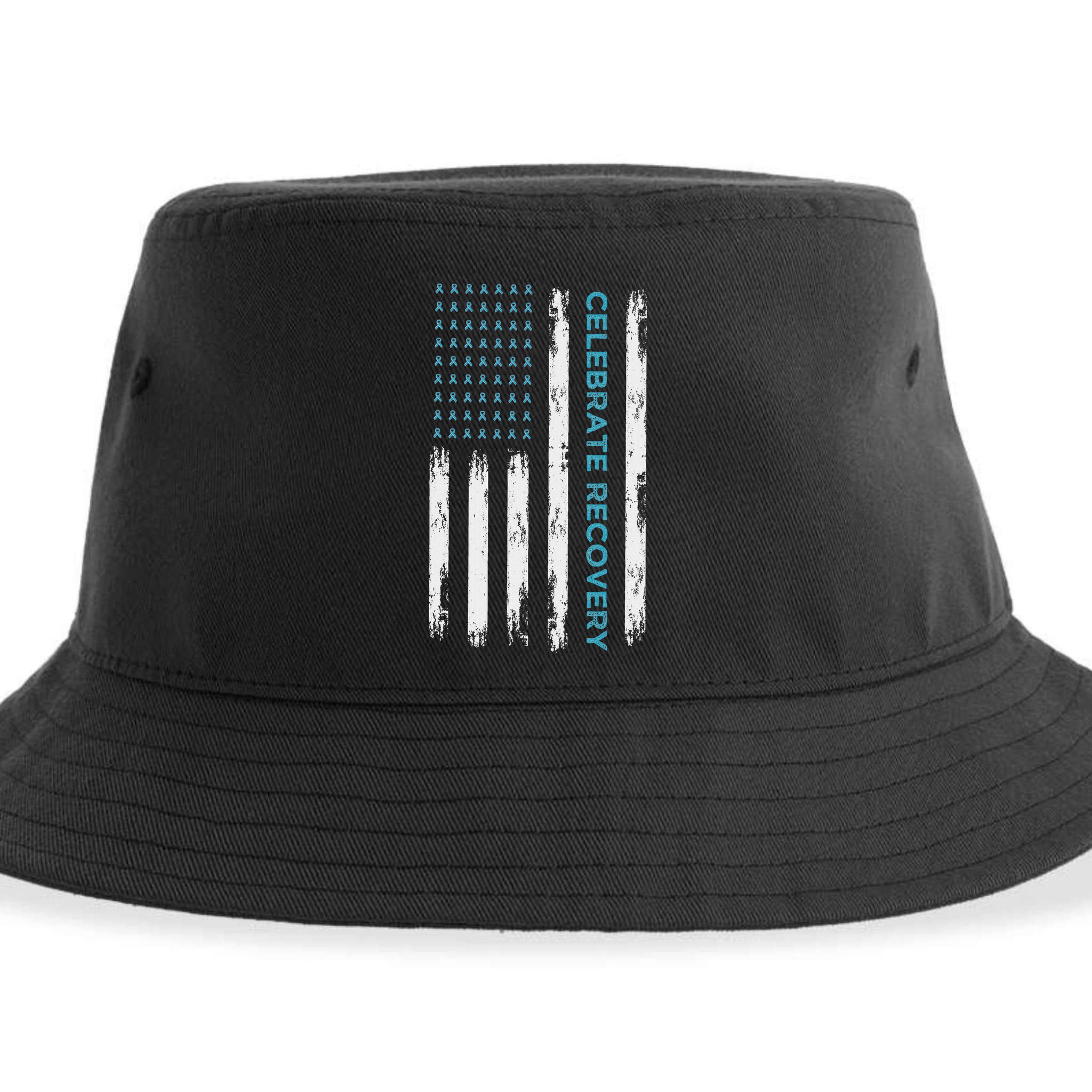 Drug Alcohol Addiction Recovery Celebrate Recovery Usa Flag Sustainable Bucket Hat
