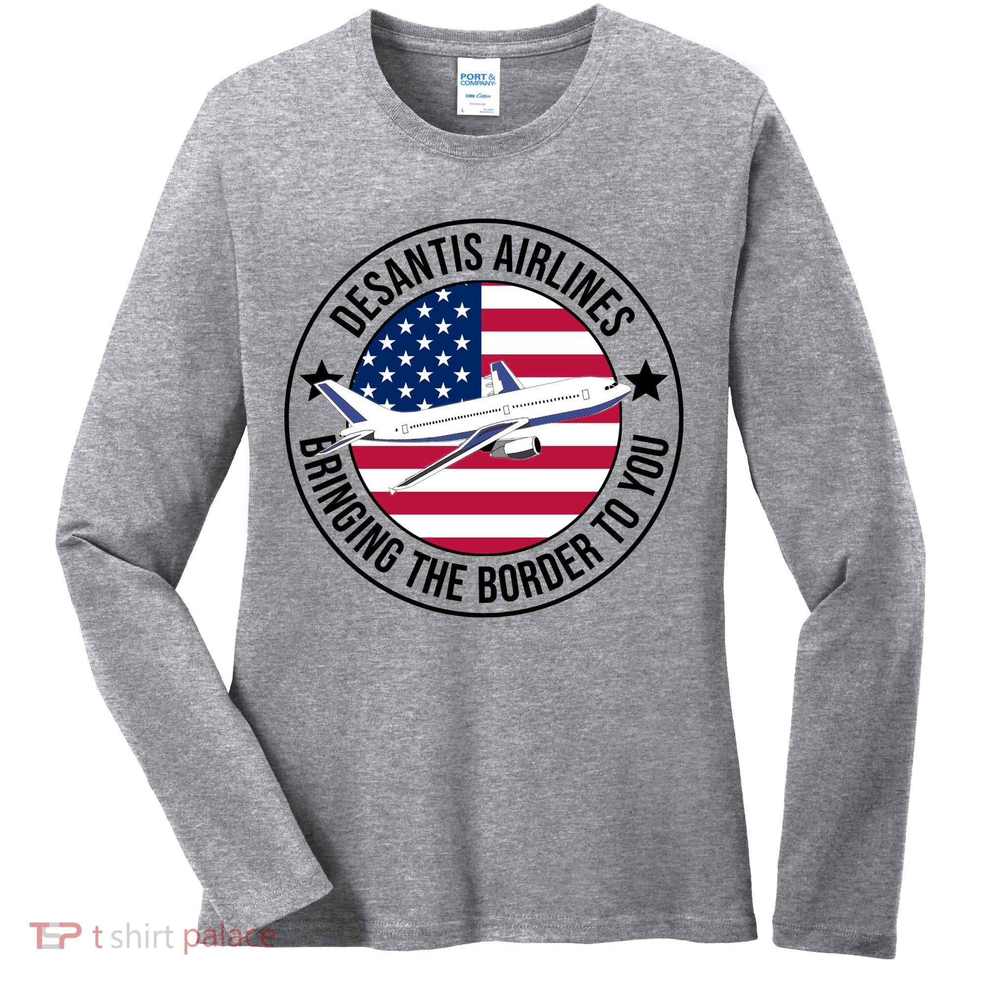 Desantis Airlines American Flag Political Women's Long Sleeve Shirt