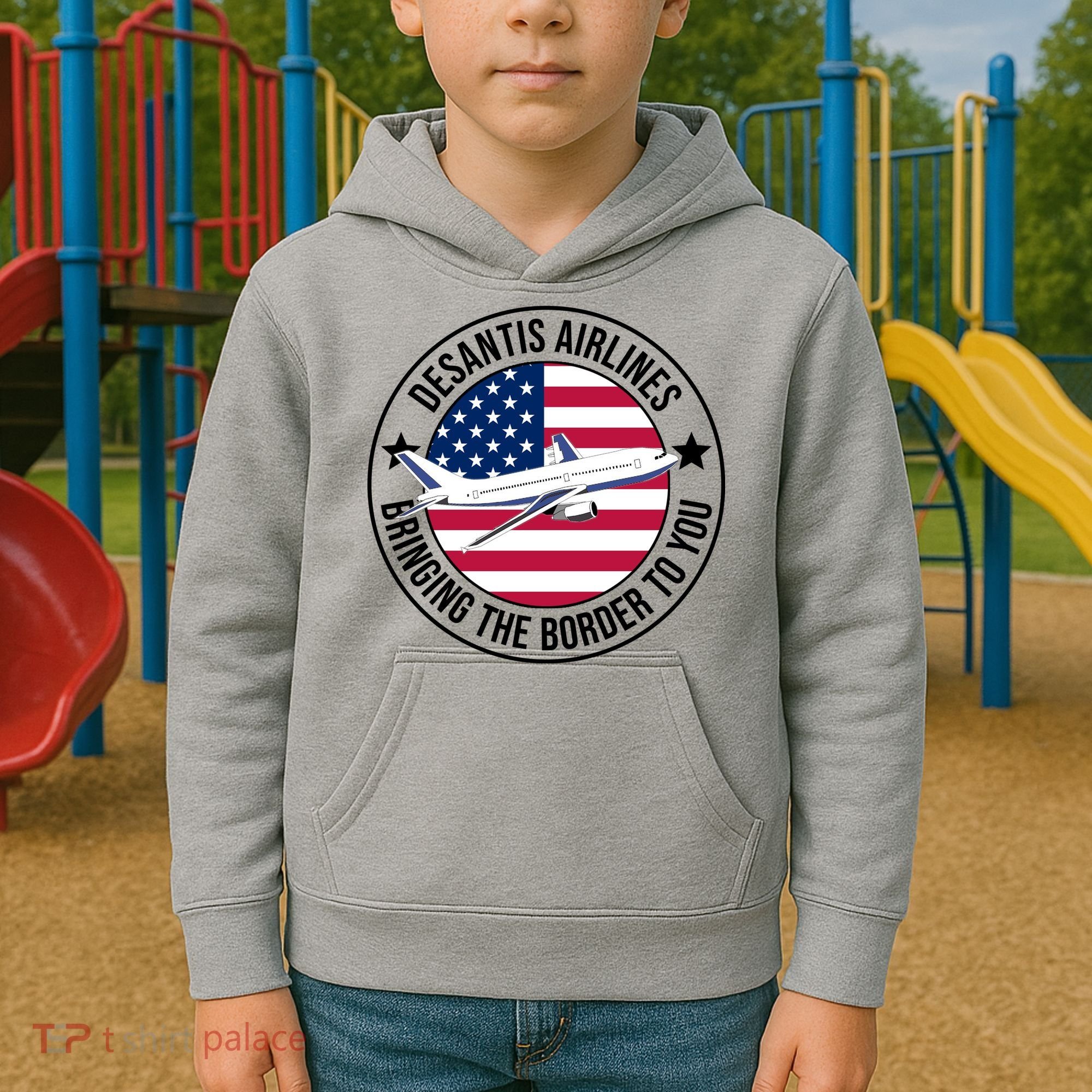 Desantis Airlines American Flag Political Kids Hoodie