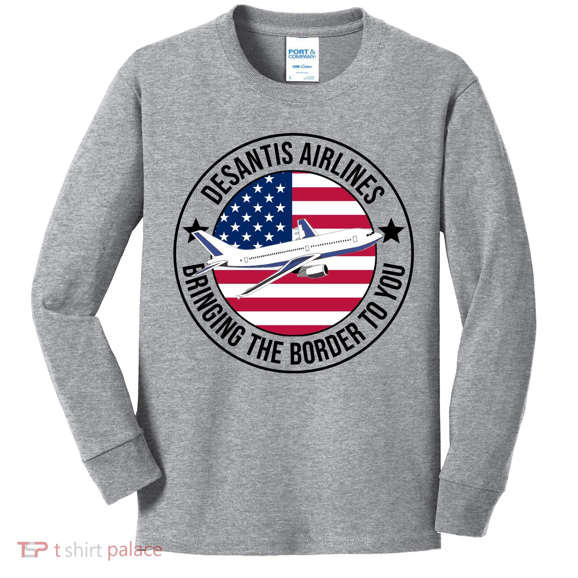 Desantis Airlines American Flag Political Kids Long Sleeve Shirt