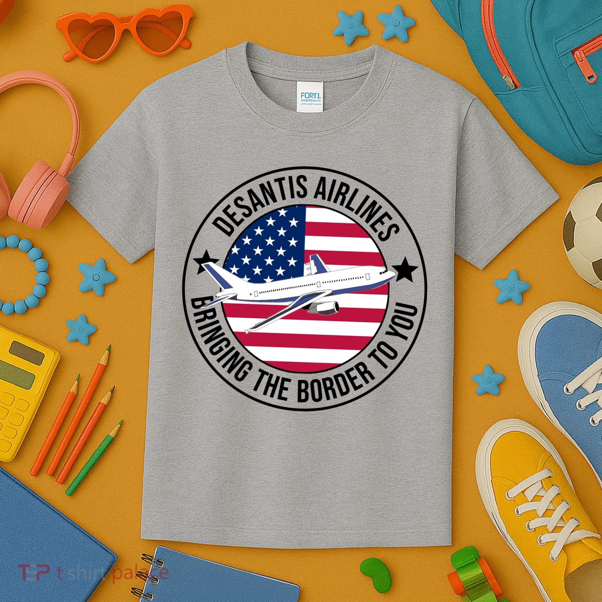 Desantis Airlines American Flag Political Kids T-Shirt