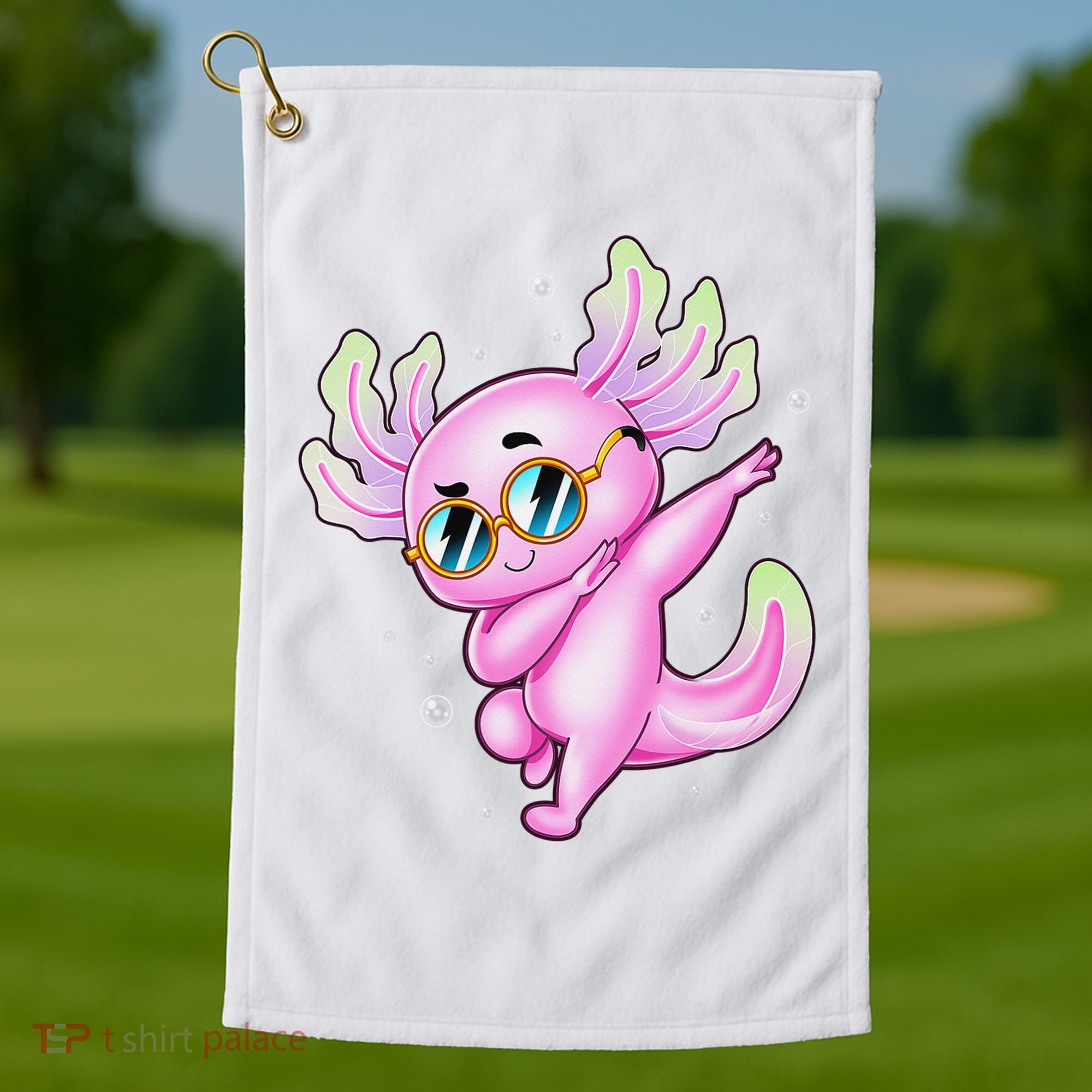 Dabbing Axolotl Ambystoma Mexicanum Mexican Walking Fish  Golf Towel