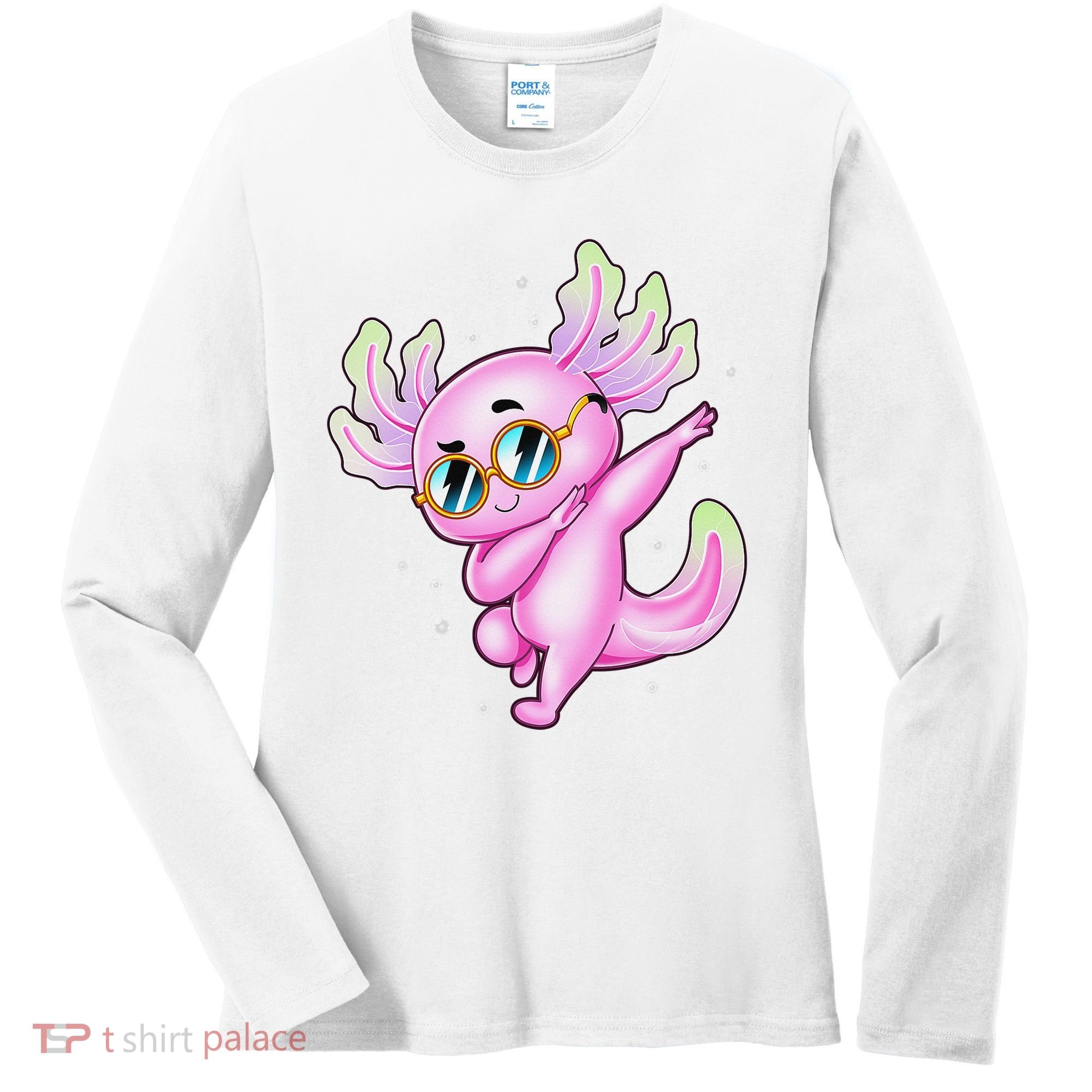 Dabbing Axolotl Ambystoma Mexicanum Mexican Walking Fish  Women's Long Sleeve Shirt