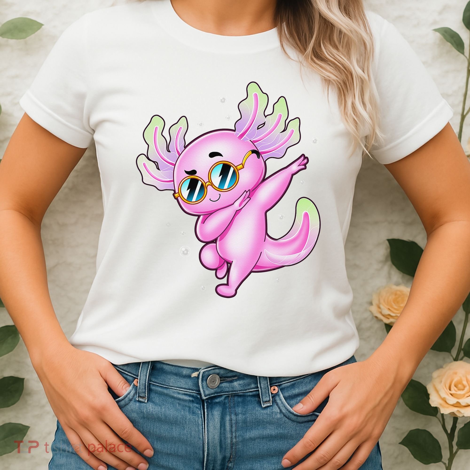 Dabbing Axolotl Ambystoma Mexicanum Mexican Walking Fish  Women's T-Shirt