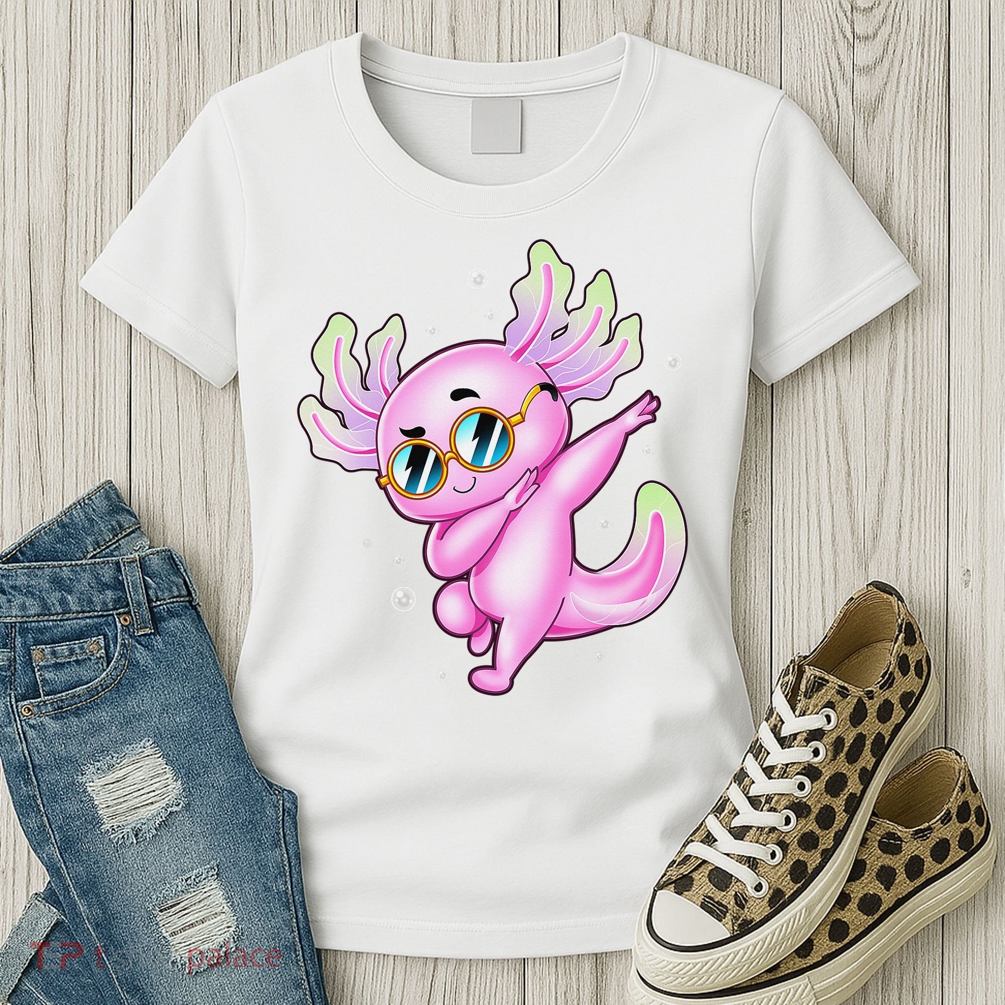 Dabbing Axolotl Ambystoma Mexicanum Mexican Walking Fish  Women's T-Shirt