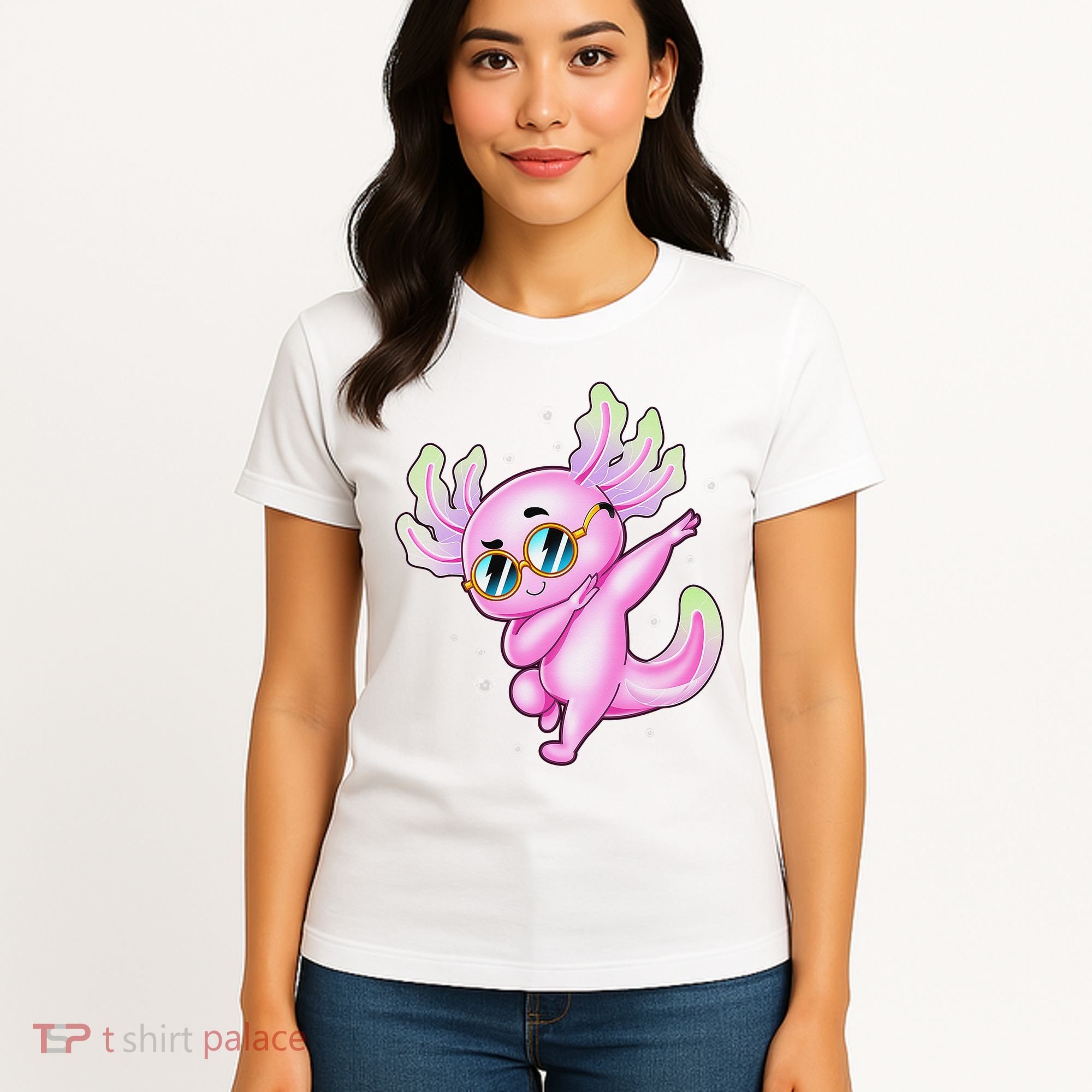 Dabbing Axolotl Ambystoma Mexicanum Mexican Walking Fish  Women's T-Shirt