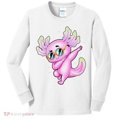 Dabbing Axolotl Ambystoma Mexicanum Mexican Walking Fish  Kids Long Sleeve Shirt