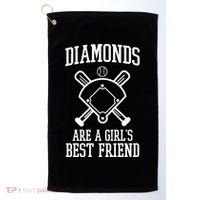 Diamonds Are A Girls Best Friend Funny Baseball Golf Towel thumb 0
