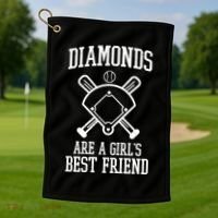 Diamonds Are A Girls Best Friend Funny Baseball Golf Towel thumb 1