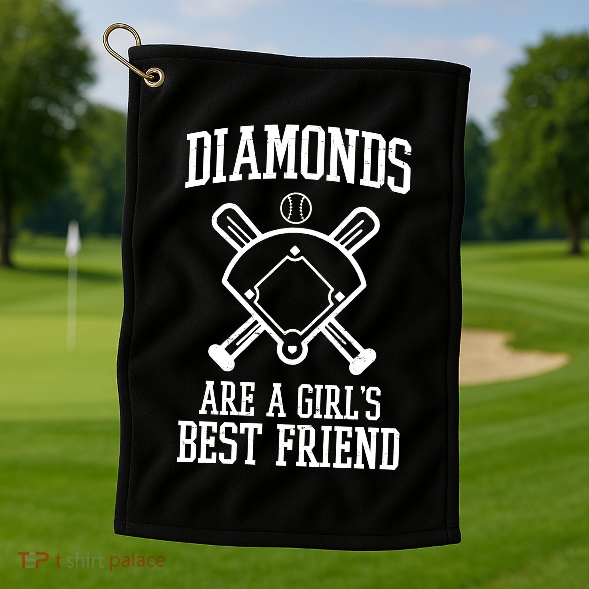 Diamonds Are A Girls Best Friend Funny Baseball Golf Towel