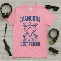 Diamonds Are A Girls Best Friend Funny Baseball T-Shirt thumb 5