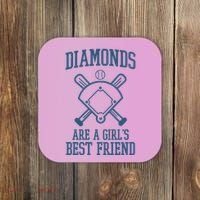 Diamonds Are A Girls Best Friend Funny Baseball Coaster thumb 0