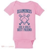 Diamonds Are A Girls Best Friend Funny Baseball Baby Bodysuit thumb 0