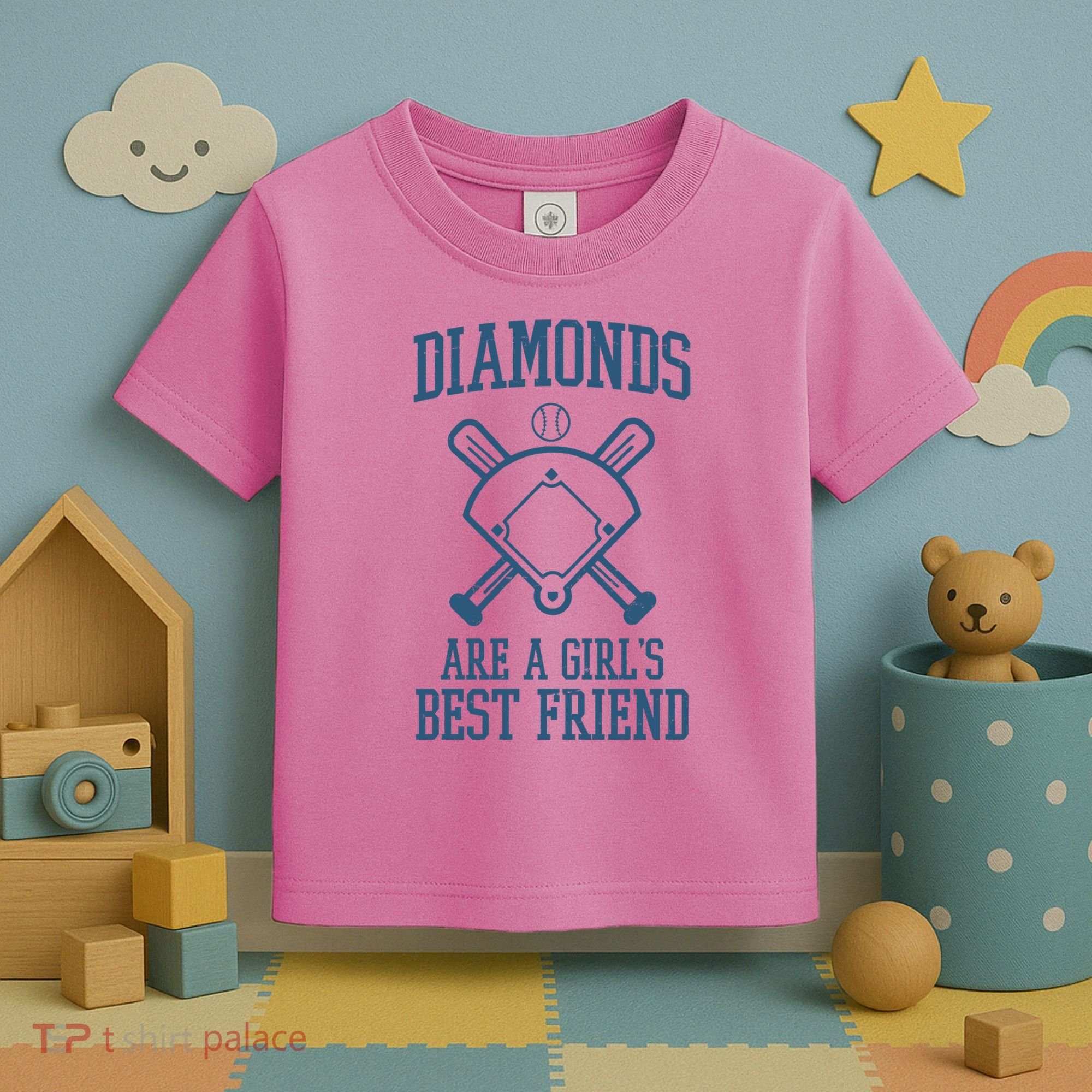 Diamonds Are A Girls Best Friend Funny Baseball Toddler T-Shirt