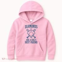 Diamonds Are A Girls Best Friend Funny Baseball Kids Hoodie thumb 0