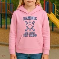 Diamonds Are A Girls Best Friend Funny Baseball Kids Hoodie thumb 3