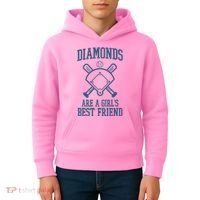 Diamonds Are A Girls Best Friend Funny Baseball Kids Hoodie thumb 4