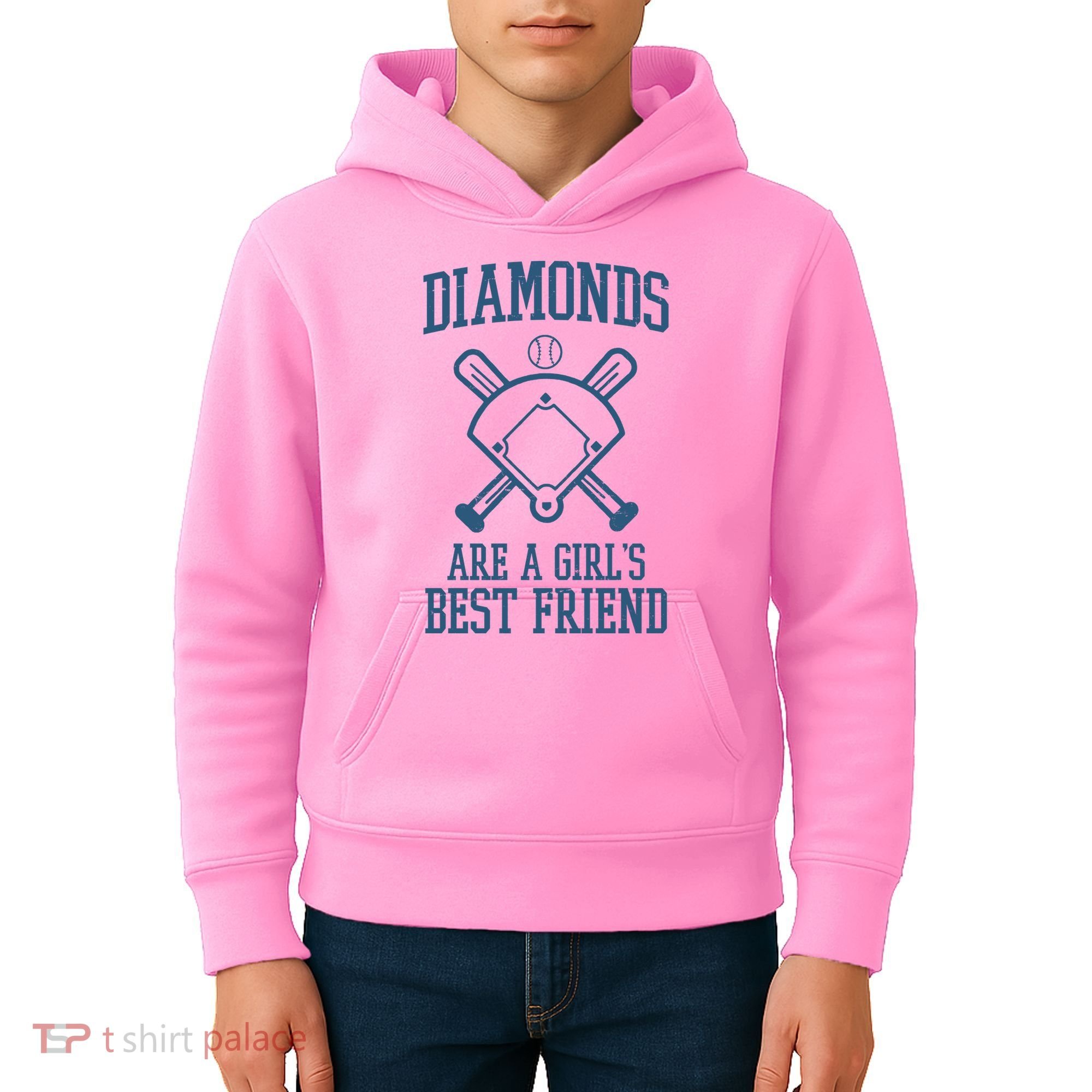 Diamonds Are A Girls Best Friend Funny Baseball Kids Hoodie