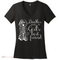 Doodles Are A Girl's Best Friend Golden Labradoodle Tshirt Women's V-Neck T-Shirt thumb 0